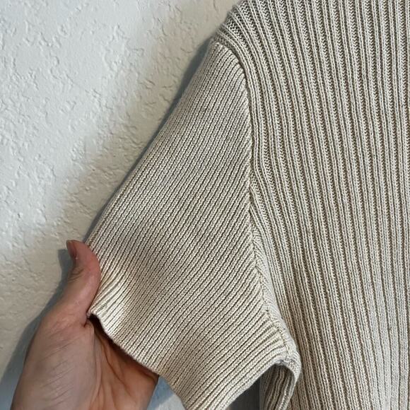 A.P.C. NWT Ribbed Cotton Linen Sweater Tee Knit Short Sleeve Top Cream Large - Picture 7 of 9